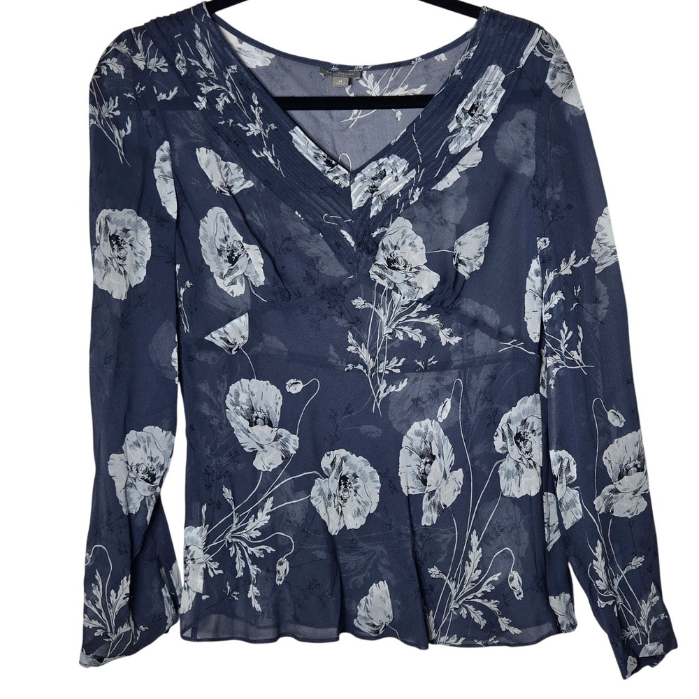 Ann Taylor Floral Silk Babydoll Top 6P Petite Cottage Dainty Boho Y2K Romantic